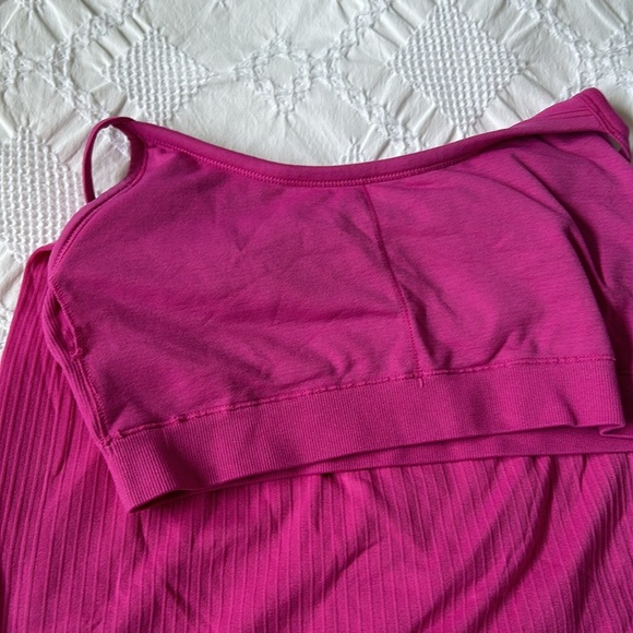 Pink Ribbed Spaghetti Strap Racerback Tank Top - Picture 3 of 3